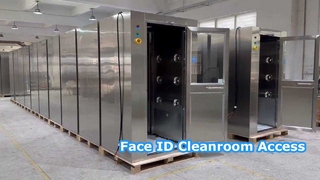 Douche à air avec porte coulissante avec reconnaissance faciale