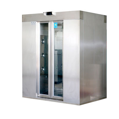 Douche d'air pour deux personnes certifiée ISO. Porte automatique et inoxydable. Flux d'air rapide de 1600 x 1500 x 2100 mm.