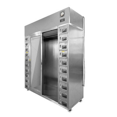 Salle blanche en acier inoxydable, armoire à vêtements et chaussures, double zone ISO 14644, capacité 40 personnes.