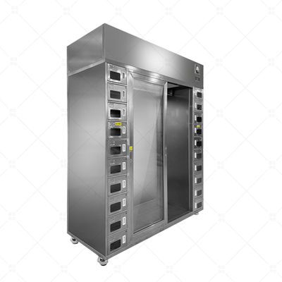 Salle blanche en acier inoxydable, armoire à vêtements et chaussures, double zone ISO 14644, capacité 40 personnes.