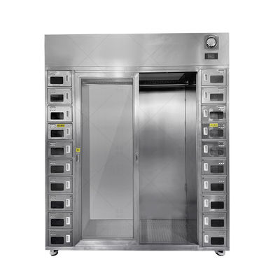 Salle blanche en acier inoxydable, armoire à vêtements et chaussures, double zone ISO 14644, capacité 40 personnes.