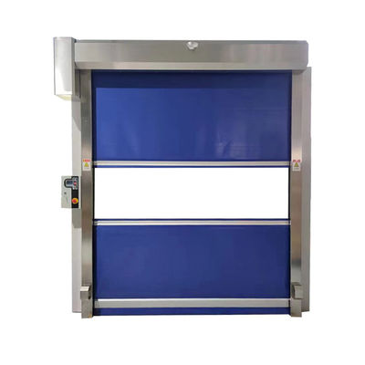 Porte roulante à grande vitesse avec rideau en PVC renforcé de 0,8 mm et vitesse réglable de 0,6-2,5 m/s avec sécurité de marche arrière d'urgence