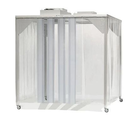 Stand propre ISO 5 avec système HEPA FFU. Conception modulaire et mobile pour les laboratoires et l'électronique