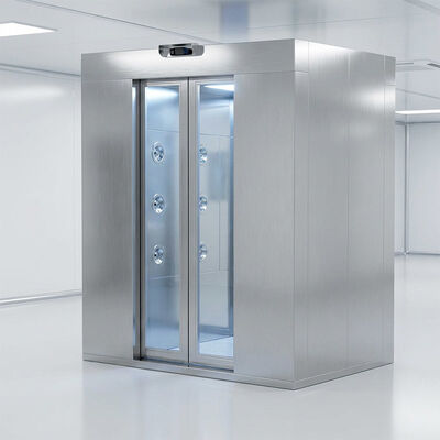 Douche à air en acier inoxydable certifié ISO 14644 201 avec porte coulissante automatique pour la décontamination des salles blanches