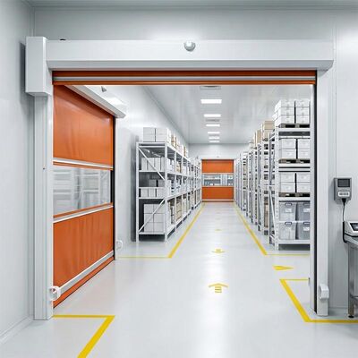 2.5m/s Porte hygiénique rapide avec revêtement antibactérien aux ions argent pour les environnements conformes à la norme ISO 14644