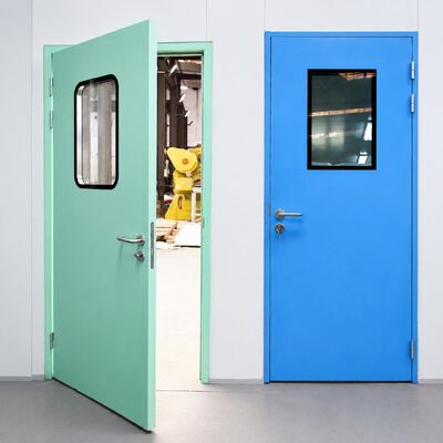 Porte en acier de salle blanche à double oscillation lourde, conçue pour un trafic élevé et certifiée FDA/CE