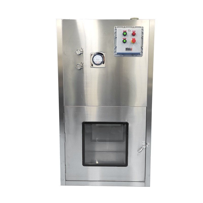 Fenêtre de transfert à flux laminaire antidéflagrant conforme ATEX avec flux d'air ISO classe 5 et construction en acier inoxydable 304 pour un passage sécurisé GMP Pharma