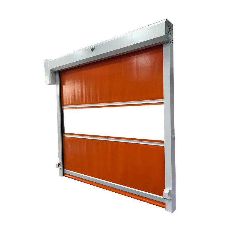 Porte roulante haute vitesse résistante au feu. Fenêtre en PVC de 1,2 mm et capteur radar.
