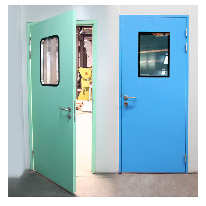Porte en acier double salle blanche. Conception résistante au trafic. Certifiée FDA/CE.