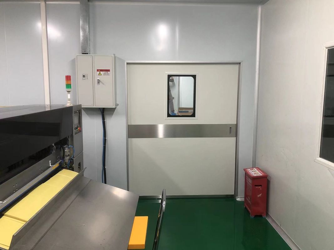 Porte coulissante en acier industrielle automatique. 1500 kg de capacité de charge et IP65 résistant aux intempéries pour entrepôt / quai.