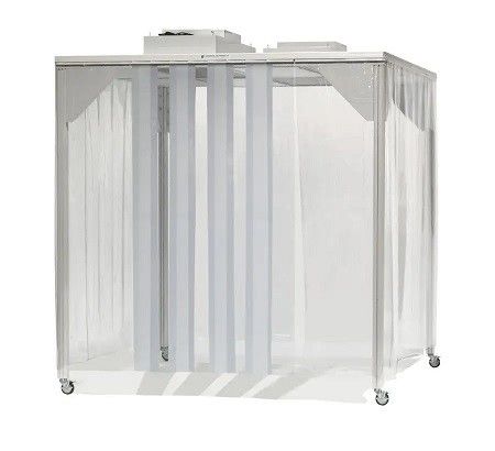 Stand propre ISO 5 avec système HEPA FFU. Conception modulaire et mobile pour les laboratoires et l'électronique