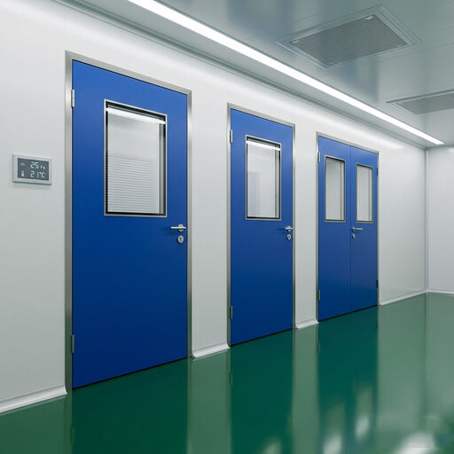 Porte en acier de salle blanche à incendie avec revêtement résistant aux produits chimiques et conception à faible profil CE et UL-certifié